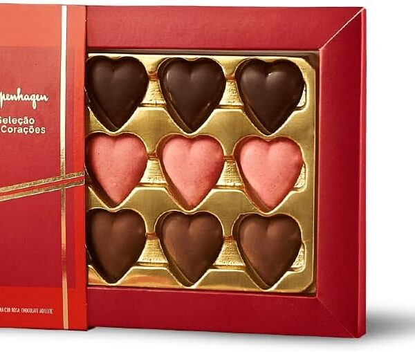 Chocolate Kopenhagen Seleção de Corações 84G: presente sofisticado com bombons em formato de coração e sabor irresistível.