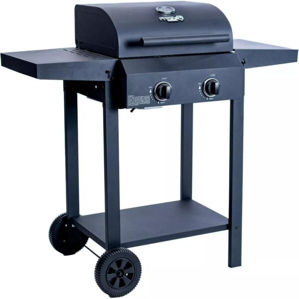 Churrasqueira A Gás Portátil Frank Grill com 2 queimadores, mobilidade e controle preciso para assados práticos e saborosos.