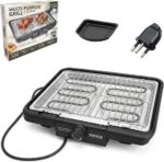 Churrasqueira Elétrica Grill Multi-Purpose 2000W: grelha antiaderente, removível e prática para churrasco sem fumaça em casa.