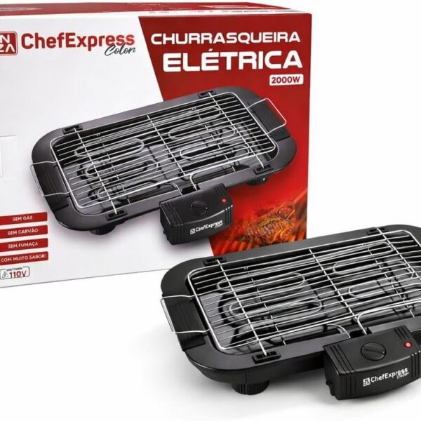 Churrasqueira Elétrica Portátil 1500W sem fumaça para apartamento com grelha removível e aquecimento rápido 110V/220V