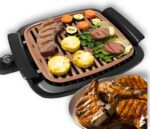Churrasqueira Elétrica Sem Fumaça 110V: grill antiaderente ideal para apartamento, aquece rápido e fácil de limpar