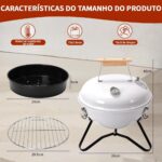 Churrasqueira Esmaltada Portátil a Carvão com Termômetro, ideal para camping, uso doméstico e churrasco prático. - Imagem 2