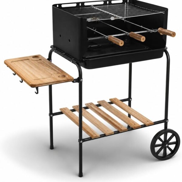 Churrasqueira Portátil com Rodas Califórnia: prática, completa e fácil de transportar para seu churrasco em casa.