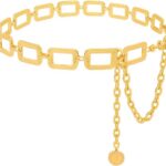 Cinto Corrente Feminino Ajustável: brilho glamour que valoriza vestidos e jeans com estilo e elegância.
