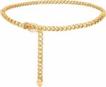 Cinto Corrente Feminino Dourado Ajustável: elegante, moderno e versátil para cintura e quadril.