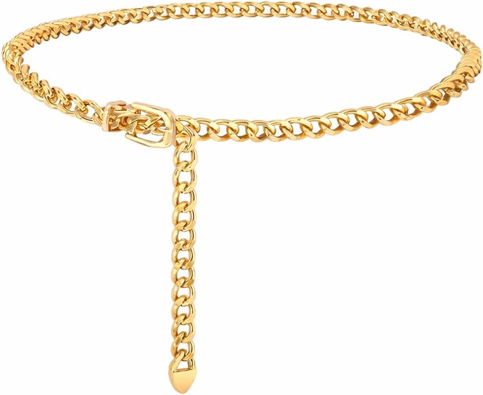 Cinto Corrente Feminino Dourado Ajustável: elegante, moderno e versátil para Cinto Corrente Feminino Dourado Ajustável: elegante, moderno e versátil para cintura e quadril.