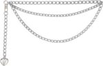 Cinto Feminino de Corrente 3 Camadas Ajustável: estilo elegante, luxo e versatilidade para vestidos, saias e calças.
