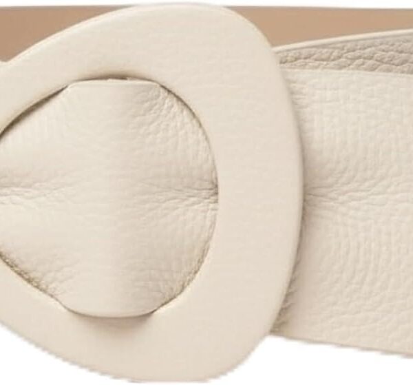 Cinto Feminino de Couro Legítimo Branco Off White Premium Faixa Larga ZERASTOCK Prime Boomy, elegância e ajuste perfeito para compor looks sofisticados.