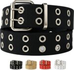 Cinto com ilhós duplos de lona: estilo punk, resistente e versátil para jeans, mulheres e homens.