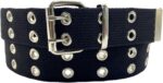 Cinto com ilhós duplos de lona: estilo punk, resistente e versátil para jeans, mulheres e homens. - Imagem 2