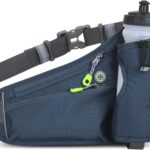 Cinto de hidratação esportiva com porta-garrafa, bolsos com zíper e ajuste confortável para corrida, ciclismo e caminhada