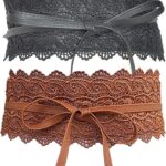 Cinto de renda feminino boho com laço, elegante e ajustável, ideal para vestidos e looks modernos
