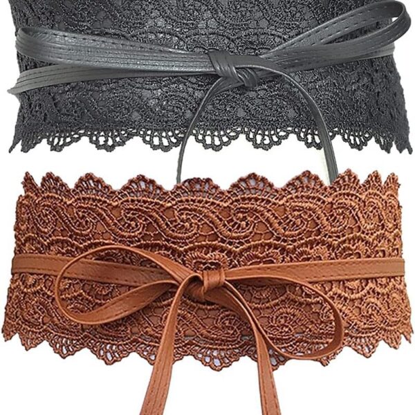 Cinto de renda feminino boho com laço, elegante e ajustável, ideal para vestidos e looks modernos