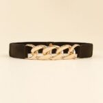 Cinto elástico feminino ajustável para jeans e social, com corrente metálica e visual elegante, confortável e versátil - Imagem 2