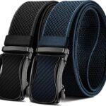 Cinto masculino 2 peças com catraca de nylon elástico: ajuste preciso e conforto para golfe e uso casual