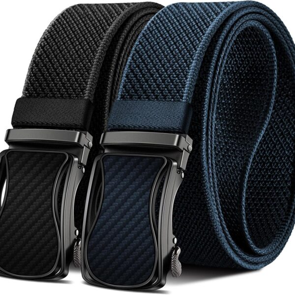 Cinto masculino 2 peças com catraca de nylon elástico: ajuste preciso e conforto para golfe e uso casual