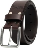 Cinto masculino Buffalo David Bitton em couro genuíno, estilo casual para jeans, preto ou marrom escuro