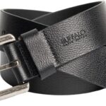 Cinto masculino Buffalo David Bitton em couro genuíno, preto ou marrom escuro, ideal para jeans e uso casual.