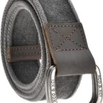 Cinto masculino FALETO de lona 130 cm com fivela D dupla, estilo casual militar e ajuste confortável em preto.