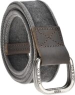 Cinto masculino FALETO de lona 130 cm com fivela D dupla, estilo casual militar e ajuste confortável em preto.