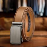 Cinto masculino de catraca ajustável para calça social: ajuste perfeito e conforto elegante