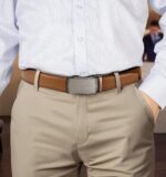 Cinto masculino de catraca ajustável para calça social: ajuste perfeito e conforto elegante - Imagem 2