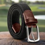 Cinto masculino trançado elástico 3,5 cm: conforto, ajuste perfeito e estilo casual para jeans, golfe e presente masculino.