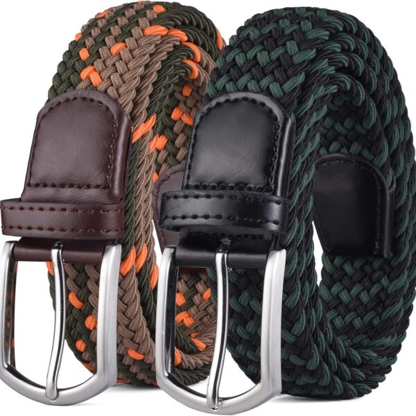 Cintos trançados elásticos masculinos 3,3 cm: ajuste perfeito, sem furos e conforto para uso diário, lazer e perda de peso.