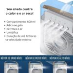 Climatizador e Ventilador 3 em 1, Portátil USB, Preto, LED, Bivolt 110v/220v, Mini Ar Condicionado Portátil, Umidificador Climatizador de Ar Com Tanque de Água Gelo, Purificador Escritório - Imagem 2