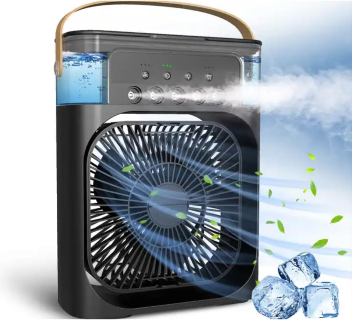 Climatizador e Ventilador 3 em 1, Portátil USB, Preto, LED, Climatizador e Ventilador 3 em 1, Portátil USB, Preto, LED, Bivolt 110v/220v, Mini Ar Condicionado Portátil, Umidificador Climatizador de Ar Com Tanque de Água Gelo, Purificador Escritório