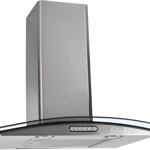 Coifa Fogatti Vidro Curvo Slim 60cm inox: design moderno, 3 velocidades e opção depurador ou exaustor.