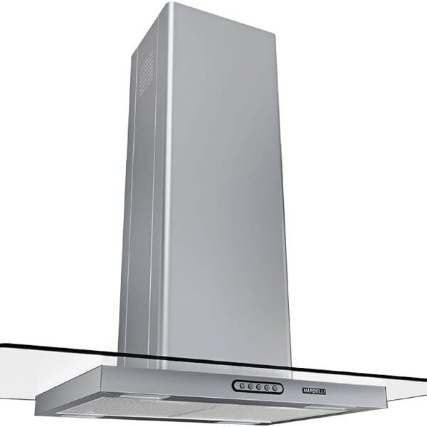 Coifa Ilha Nardelli 90cm Inox com Vidro Reto, design moderno e ideal para melhorar a ventilação da cozinha