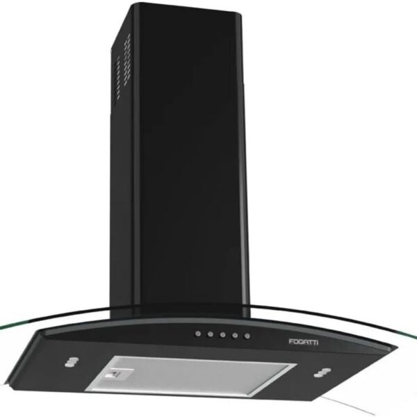 Coifa de Parede Vidro Curvo, Teclado Mecânico Fogatti, 80cm Black 110V