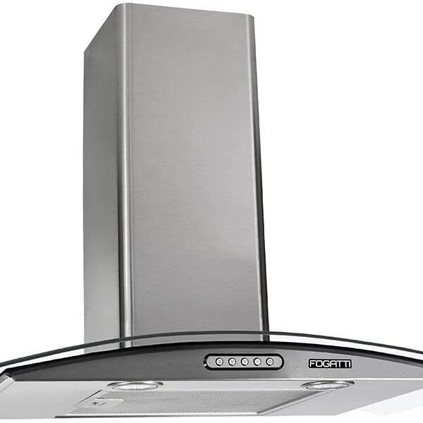 Coifa de parede Fogatti vidro curvo inox 70cm 220V: mais estilo, eficiência e 3 velocidades para sua cozinha.