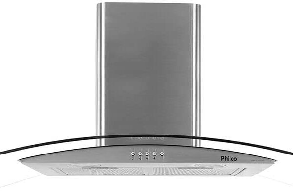 Coifa e Depurador Philco 90cm Glass 110V com lâmpadas LED e 3 velocidades para sua cozinha.
