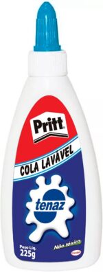 Cola branca Pritt Tenaz 225g: forte, atóxica e transparente, ideal para escola, casa e escritório.