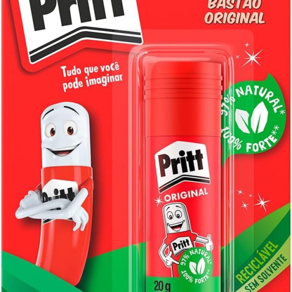 Cola em Bastão Pritt 20g: segura, lavável e ideal para escola, escritório e artesanato infantil
