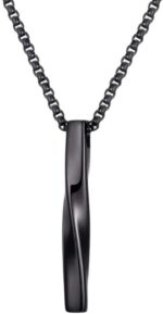 Colar Corrente Retângulo Torcido em Aço Inox Preto: estilo moderno, durável e ideal para homens e mulheres.