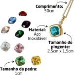 Colar Feminino 10 em 1 Color Shine: cristais troca-cor, aço inox e estilo versátil com proteção espiritual. - Imagem 2