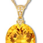 Colar Feminino Cristal Solar com Citrino: amuleto da prosperidade em prata 925 banhada a ouro, 45cm.