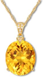 Colar Feminino Cristal Solar com Citrino: amuleto da prosperidade em prata 925 banhada a ouro, 45cm.