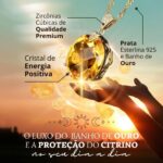 Colar Feminino Cristal Solar com Citrino: amuleto da prosperidade em prata 925 banhada a ouro, 45cm. - Imagem 2