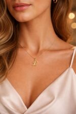 Colar Feminino com Letra Inicial banhado a Ouro 18K, elegante e personalizado, ideal para presentear com sofisticação. - Imagem 2