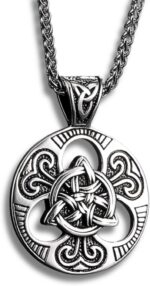 Colar Masculino Triquetra em Aço Inoxidável 60cm: amuleto celta de proteção e estilo, com bolsa de veludo.