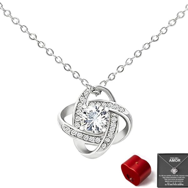 Colar Nó Feminino com Caixa de Presente, ideal para Dia dos Namorados, aniversário e casamento