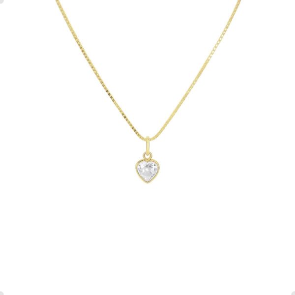 Colar Ponto de Luz Coração Dourado 45 cm: delicadeza e brilho para valorizar seu look com elegância.