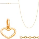 Colar Rommanel Banhado a Ouro 18K com Pingente Mini Coração Vazado: delicado, feminino e ideal para compor looks elegantes.