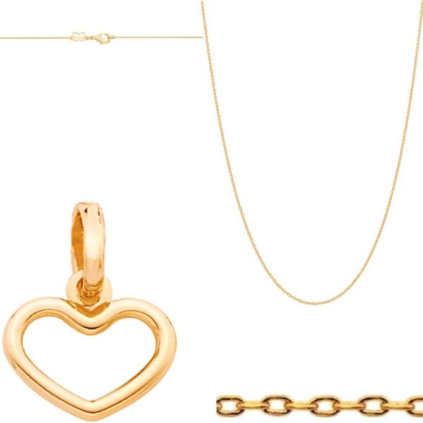 Colar Rommanel Banhado a Ouro 18K com Pingente Mini Coração Vazado: delicado, feminino e ideal para compor looks elegantes.
