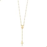 Colar Terço Nossa Senhora Aparecida Banhado a Ouro 18k Antialérgico, 60 cm, Unissex Andréia Branco Acessórios