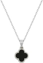 Colar Trevo Preto Brilhante em Aço Inox 316L: elegante, durável e ideal para compor looks femininos com estilo premium.